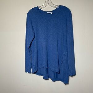 Wilt Asymmetrical Tunic Top Size Small Blue Long Sleeve Hem Slouchy